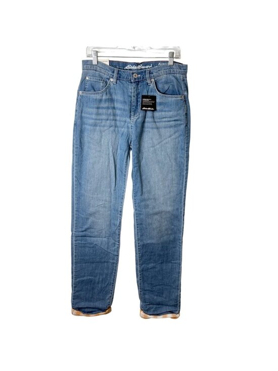 Eddie Bauer Denim - Eddie Bauer Women Size 6 Tall Jeans Boyfriend Flannel Lined Midrise Straight NEW